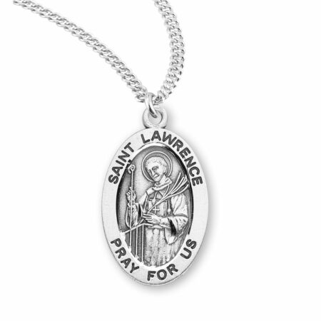 Patron Saint Lawrence Oval Sterling Silver Medal