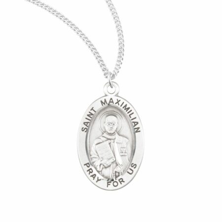 Patron Saint Maximilian Kolbe Oval Sterling Silver Medal