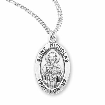 Patron Saint Nicholas Oval Sterling Silver Medal