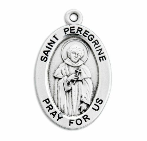 Patron Saint Peregrine Oval Sterling Silver Medal - Image 2