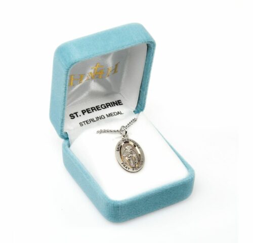 Patron Saint Peregrine Oval Sterling Silver Medal - Image 4