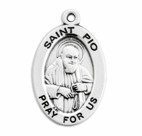 Patron Saint Pio Oval Sterling Silver Medal - Image 2
