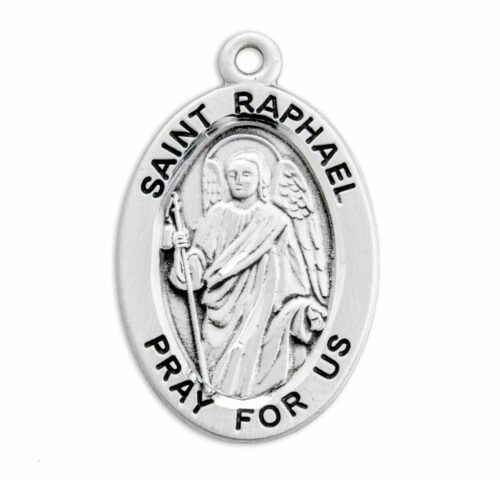 Patron Saint Raphael Archangel Oval Sterling Silver Medal - Image 2