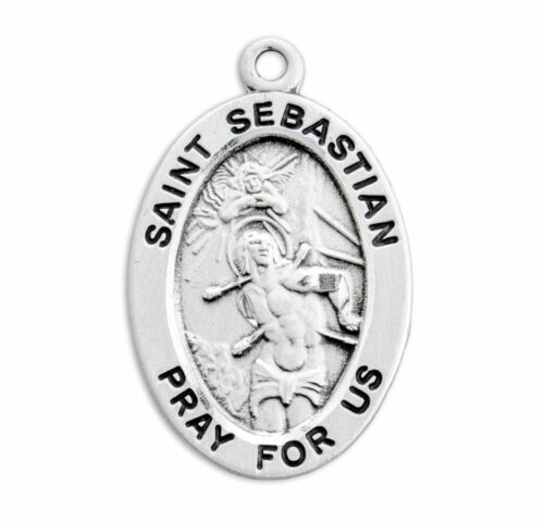 Patron Saint Sebastian Oval Sterling Silver Medal - Image 2