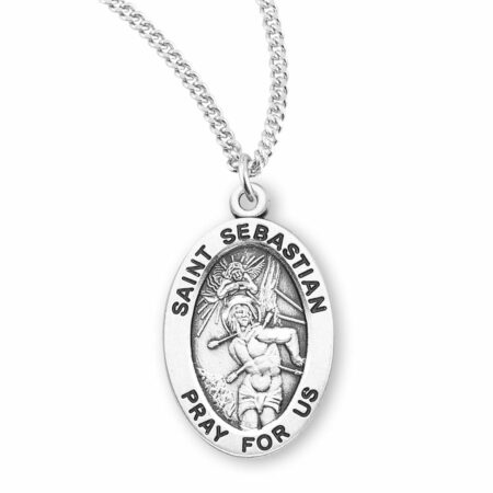 Patron Saint Sebastian Oval Sterling Silver Medal