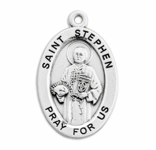 Saint Stephen Oval Sterling Silver Medal - Image 2