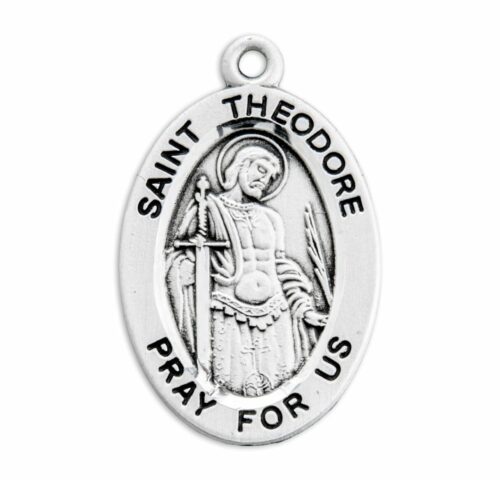Patron Saint Theodore Oval Sterling Silver Medal - Image 2