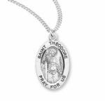Patron Saint Theodore Oval Sterling Silver Medal