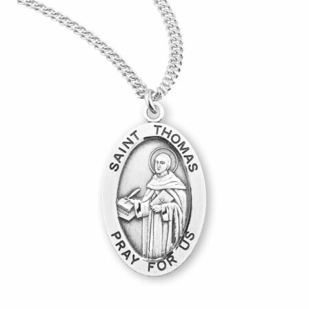 Patron Saint Thomas Aquinas Oval Sterling Silver Medal