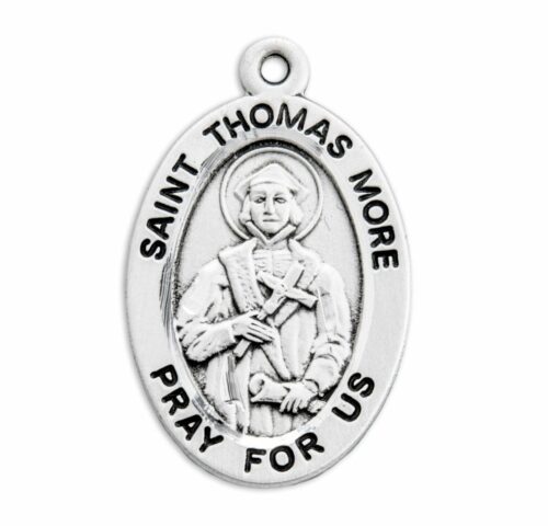 Patron Saint Thomas More Oval Sterling Silver Medal - Image 2