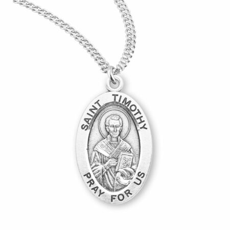 Patron Saint Timothy Oval Sterling Silver Medal