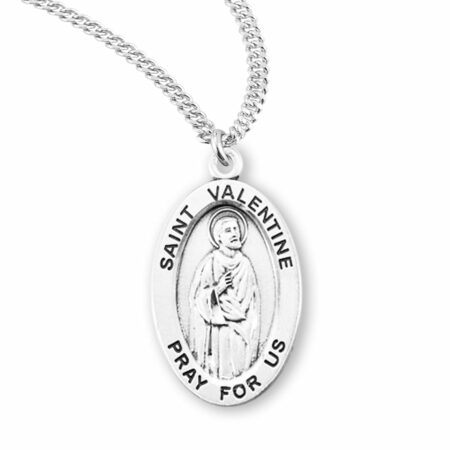Patron Saint Valentine Oval Sterling Silver Medal