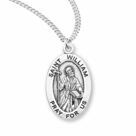 Patron Saint William Oval Sterling Silver Medal