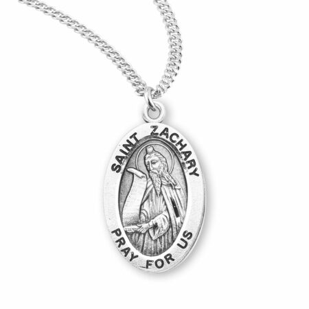 Patron Saint Zachary Oval Sterling Silver Medal