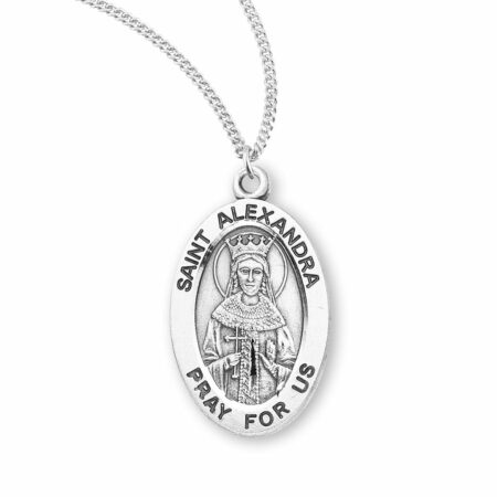 Patron Saint Alexandra Oval Sterling Silver Medal