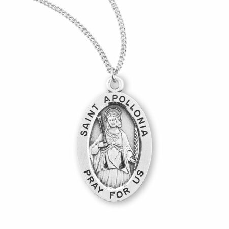 Patron Saint Apollonia Oval Sterling Silver Medal