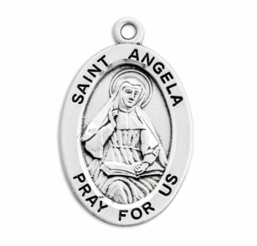 Patron Saint Angela Oval Sterling Silver Medal - Image 2