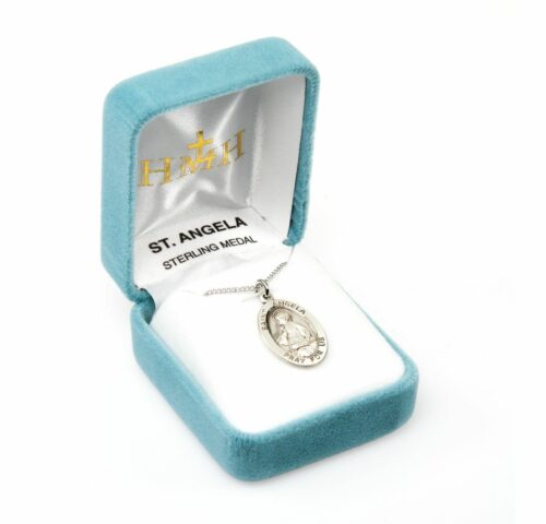 Patron Saint Angela Oval Sterling Silver Medal - Image 4