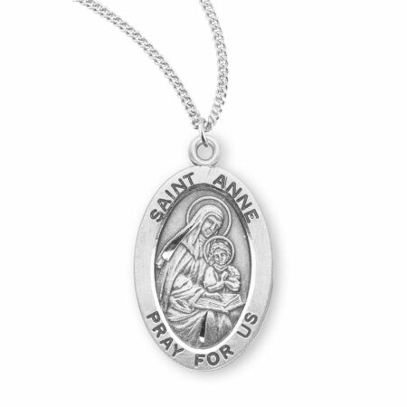 Patron Saint Anne Oval Sterling Silver Medal