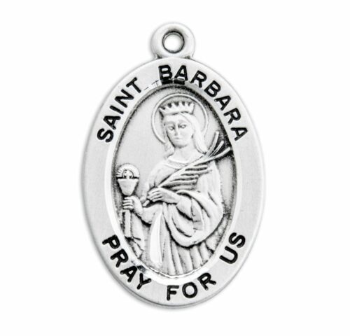 Patron Saint Barbara Oval Sterling Silver Medal - Image 2