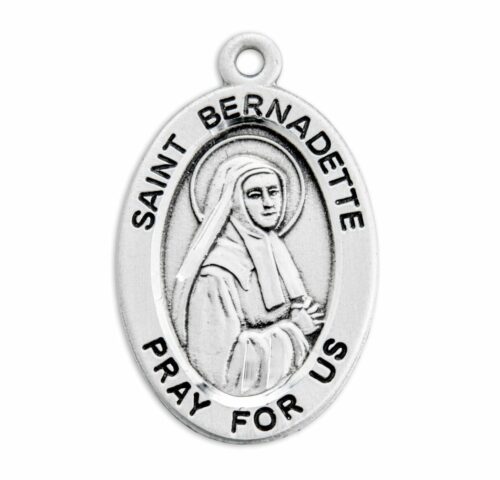 Patron Saint Bernadette Oval Sterling Silver Medal - Image 2