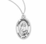 Patron Saint Bernadette Oval Sterling Silver Medal