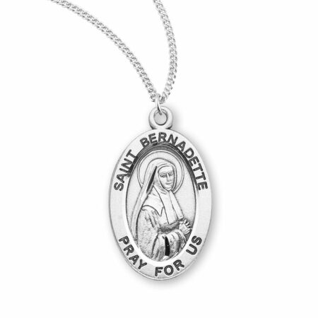 Patron Saint Bernadette Oval Sterling Silver Medal