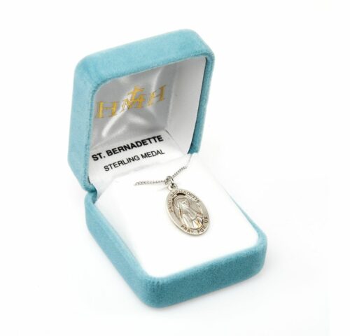 Patron Saint Bernadette Oval Sterling Silver Medal - Image 4