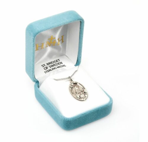 Patron Saint Bridget of Sweden Oval Sterling Silver Medal - Image 4