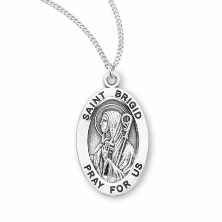 Patron Saint Brigid Oval Sterling Silver Medal