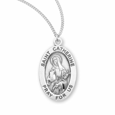Patron Saint Catherine of Siena Oval Sterling Silver Medal