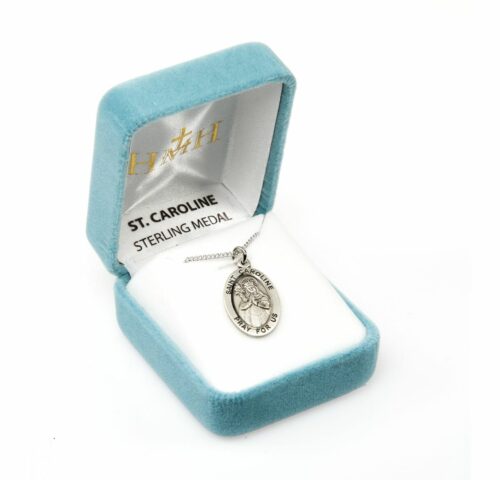 Patron Saint Caroline Oval Sterling Silver Medal - Image 4