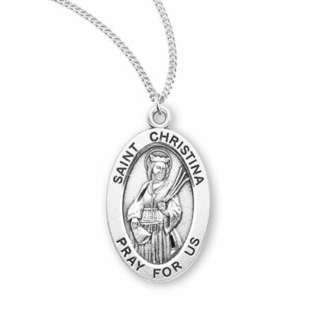 Patron Saint Christina Oval Sterling Silver Medal