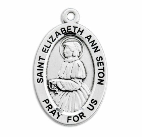 Patron Saint Elizabeth Ann Seton Oval Sterling Silver Medal - Image 2