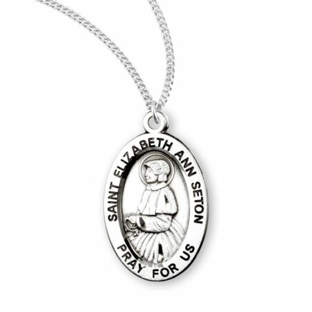 Patron Saint Elizabeth Ann Seton Oval Sterling Silver Medal