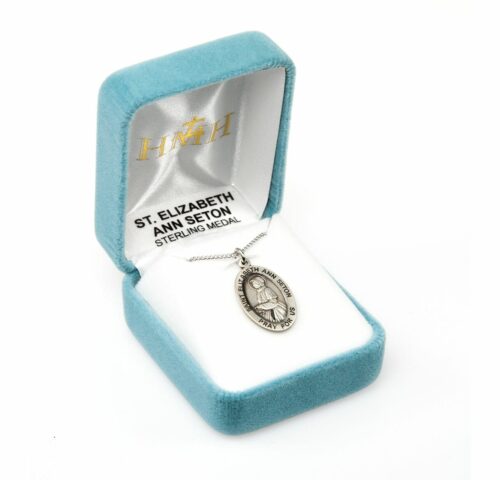 Patron Saint Elizabeth Ann Seton Oval Sterling Silver Medal - Image 4