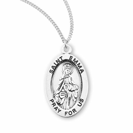 Patron Saint Emma Oval Sterling Silver Medal