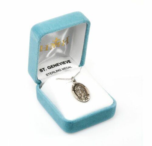 Patron Saint Genevieve Oval Sterling Silver Medal - Image 4