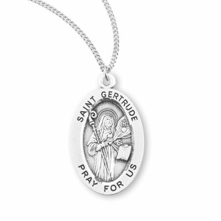 Patron Saint Gertrude Oval Sterling Silver Medal