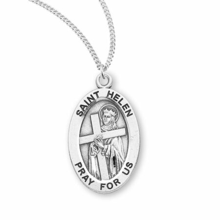 Patron Saint Helen Oval Sterling Silver Medal