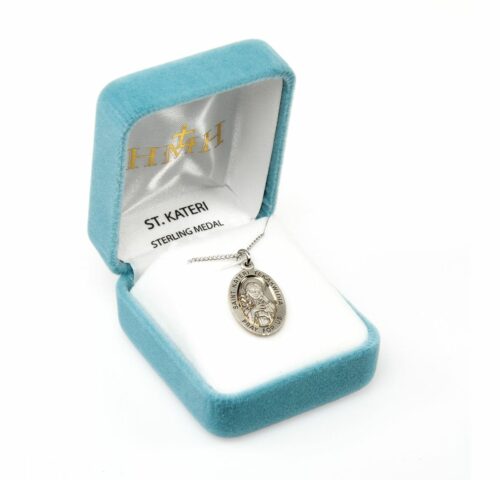 Patron Saint Kateri Tekakwitha Oval Sterling Silver Medal - Image 4