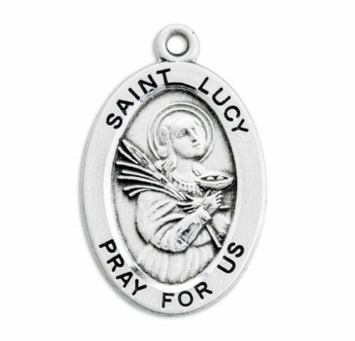 Patron Saint Lucy Oval Sterling Silver Medal - Image 2