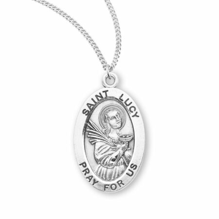 Patron Saint Lucy Oval Sterling Silver Medal