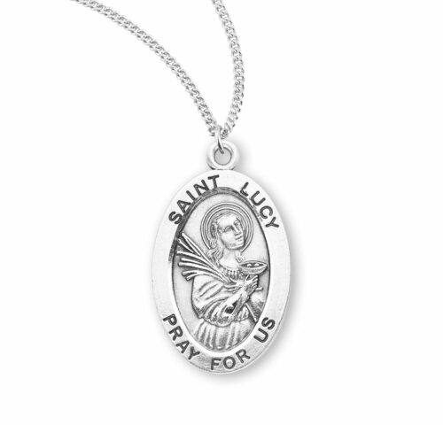 Patron Saint Lucy Oval Sterling Silver Medal