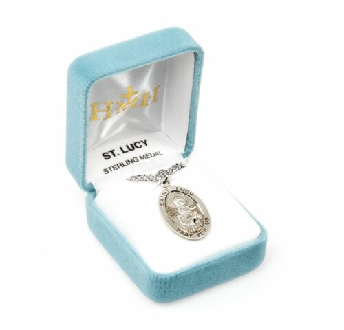 Patron Saint Lucy Oval Sterling Silver Medal - Image 4