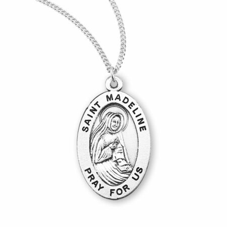 Patron Saint Madeline Oval Sterling Silver Medal