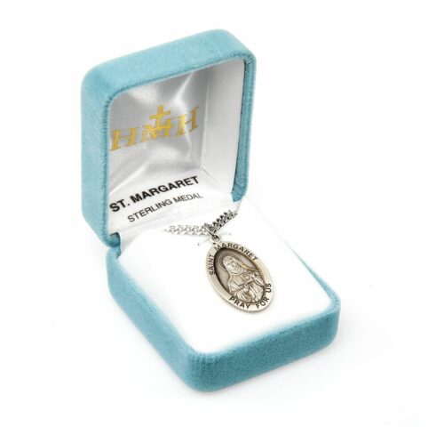 Patron Saint Margaret Oval Sterling Silver Medal - Image 4