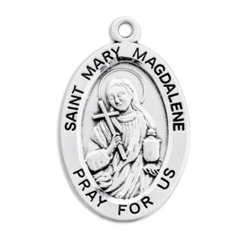Patron Saint Mary Magdalene Oval Sterling Silver Medal - Image 2