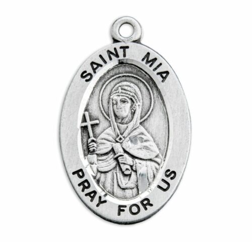 Patron Saint Mia Oval Sterling Silver Medal - Image 2