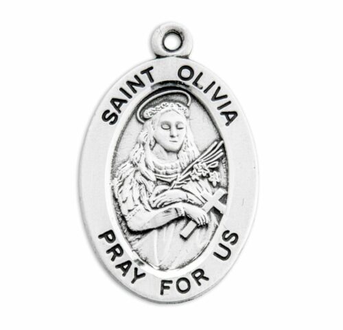 Patron Saint Olivia Oval Sterling Silver Medal - Image 2